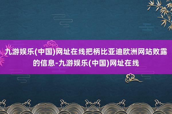 九游娱乐(中国)网址在线把柄比亚迪欧洲网站败露的信息-九游娱乐(中国)网址在线